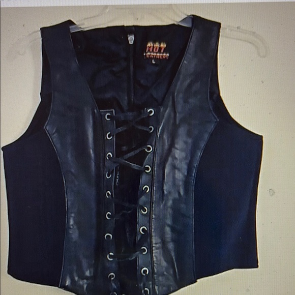 Hot Leathers Jackets & Blazers - Hot Leathers Women’s Black Lace-Up Biker Leather Vest SZ: L EUC